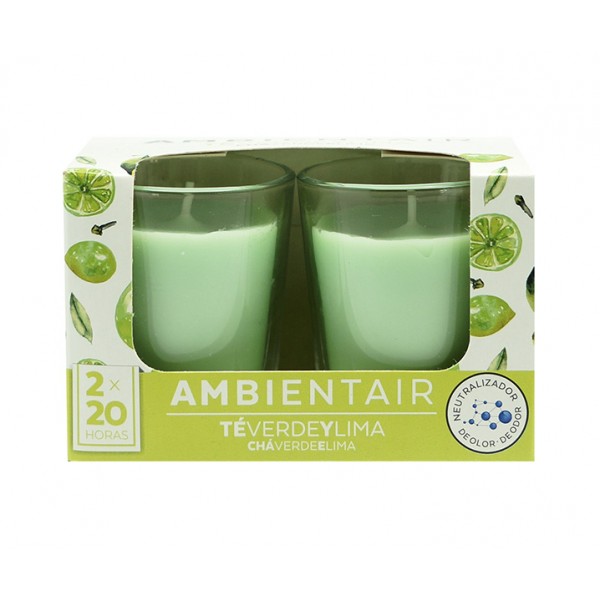 Набор из 2 ароматических свечей Зеленый чай и лайм 20 ч