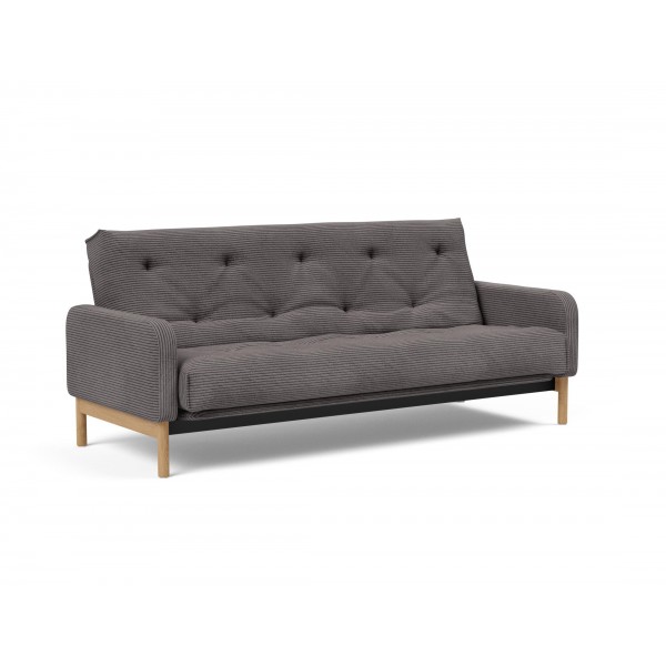 Диван Innovation Living Ronia с матрасом Soft Spring, вельвет темно-серый