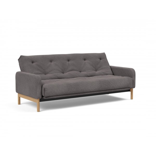 Диван Innovation Living Ronia с матрасом Soft Spring, вельвет темно-серый