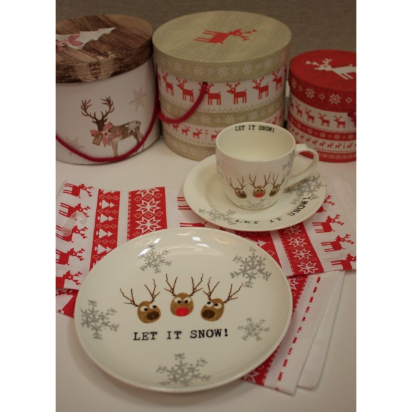 Новогодний набор чашки, блюдце, десертная тарелка Oh Let it Snow