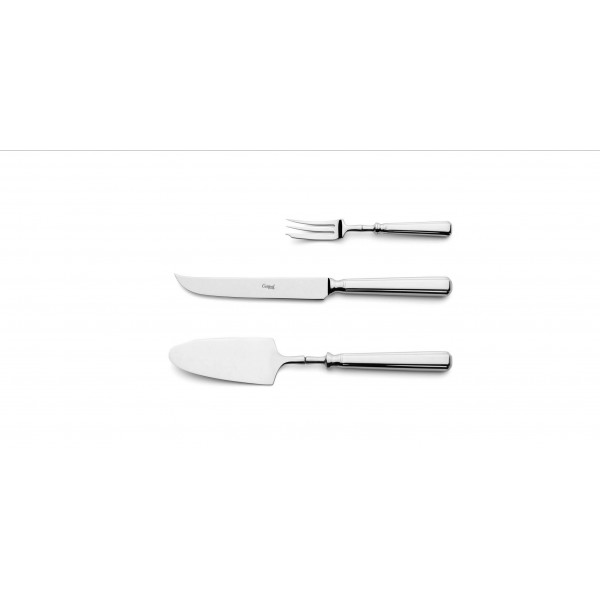 Вилка, нож и лопатка для десерта Piccadilly, зеркальные