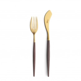 Нож и вилка для рыбы Cutipol Mio Gold, коричневые