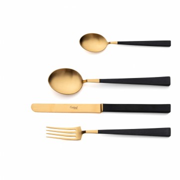 Набор столовых приборов Kube Gold 130 пред. 12 персон, черные