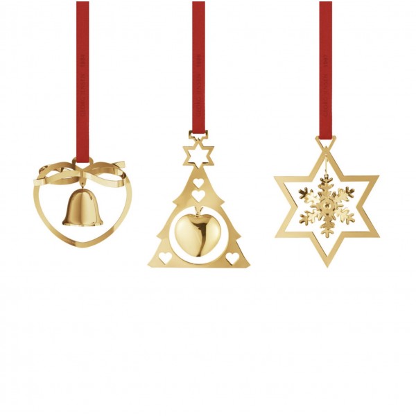 Новогодние украшения Georg Jensen 3 шт, позолоченные