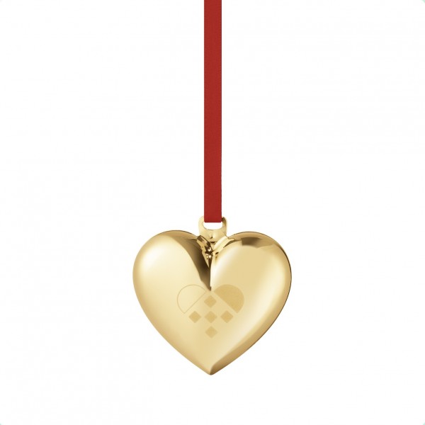 Рождественское украшение Сердце 2025, позолоченное