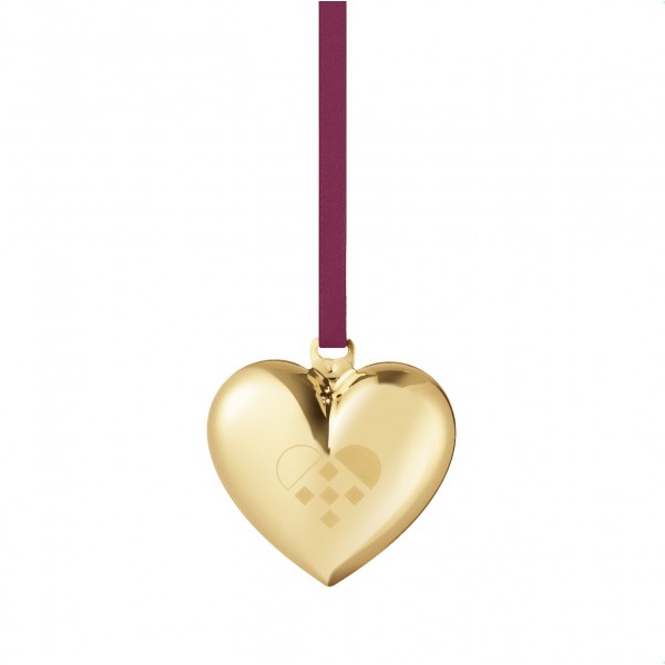 Рождественское украшение Сердце 2025, позолоченное