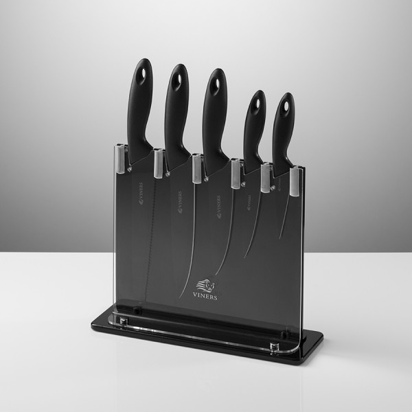 Набор из 6 ножей и подставки Viners Silhouette чёрный