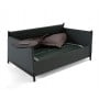 Диван Neat 120 с подзарядочным столиком черными металлическими ножками и рамой графит