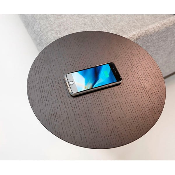 Диван Neat 120 с подзарядочным столиком черными металлическими ножками и рамой графит