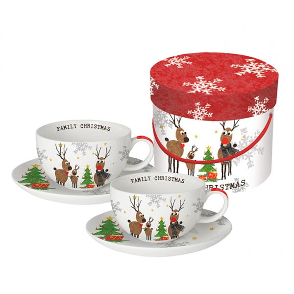 Набор чашек для капучино в подарочной коробке Family Christmas