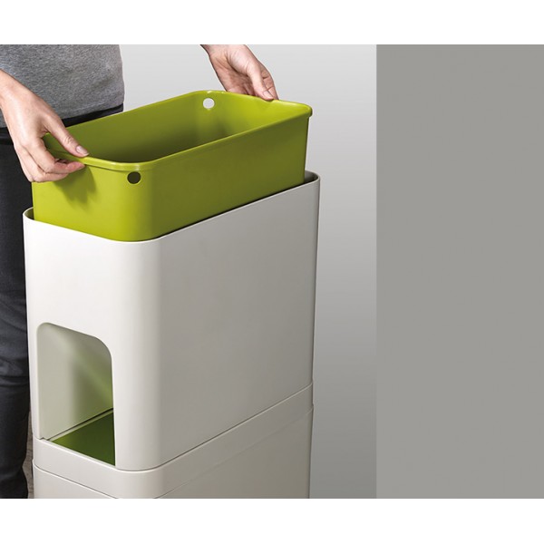 Система из 2 контейнеров для мусора и емкости для пищевых отходов Stack 52 белый