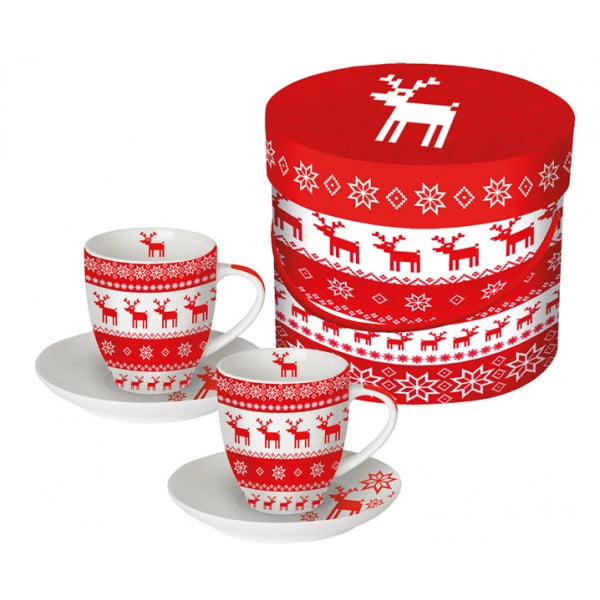 Набор чашек эспрессо в подарочной упаковке Magic Christmas, 100 мл, красный
