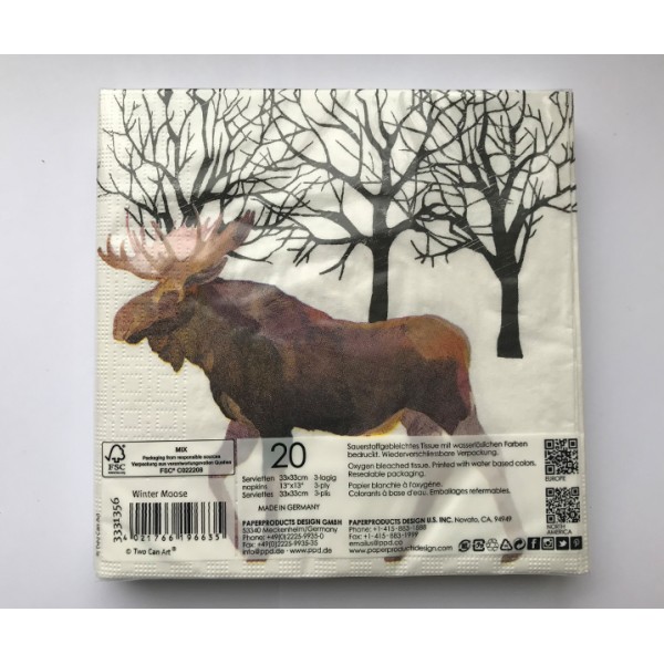 Новогодние бумажные салфетки Winter Moose, 20 шт