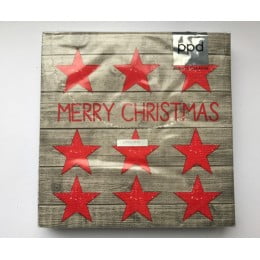 Новогодние бумажные салфетки Merry Christmas Stars red wood, 20 шт