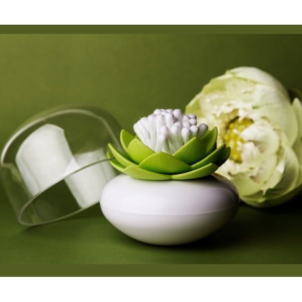 Контейнер для хранения ватных палочек Lotus белый-зеленый