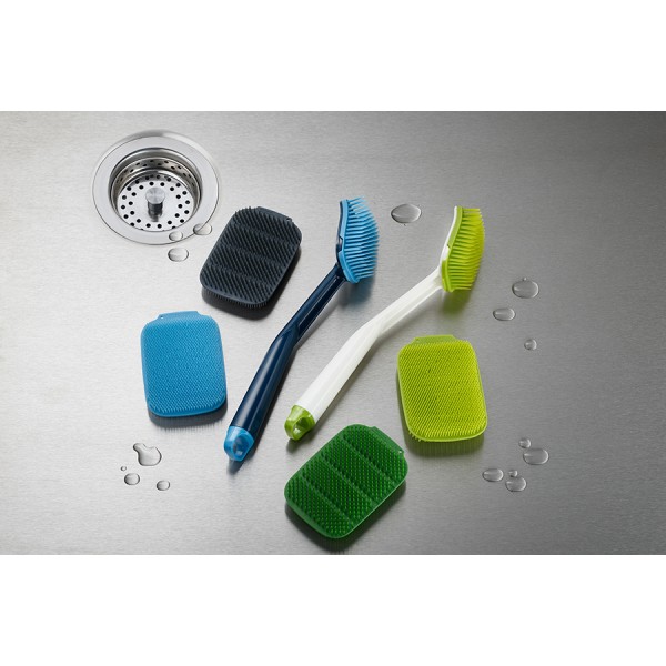 Щетка для мытья посуды CleanTech с запасной насадкой синяя