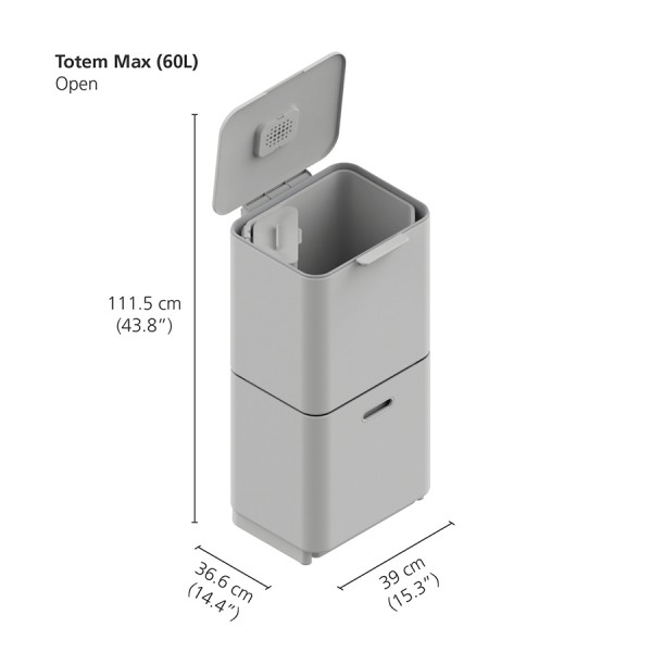 Контейнер для мусора с двумя баками Totem Max 60 л графит
