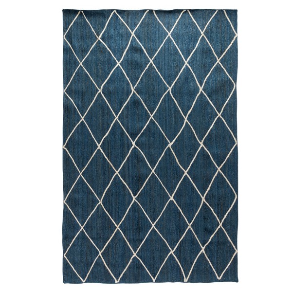 Ковер из джута темно-синего цвета с геометрическим рисунком Ethnic, 200x300 см