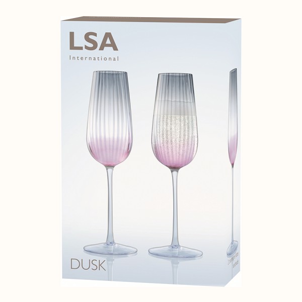 Набор из 2 бокалов-флейт для шампанского Dusk 250 мл розовый-серый