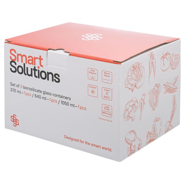 Набор контейнеров для запекания и хранения Smart Solutions, светло-бежевый, 3 шт.