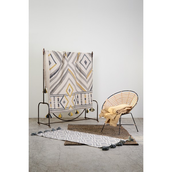 Ковер из хлопка с контрастным узором и кисточками Ethnic, 160х230 см