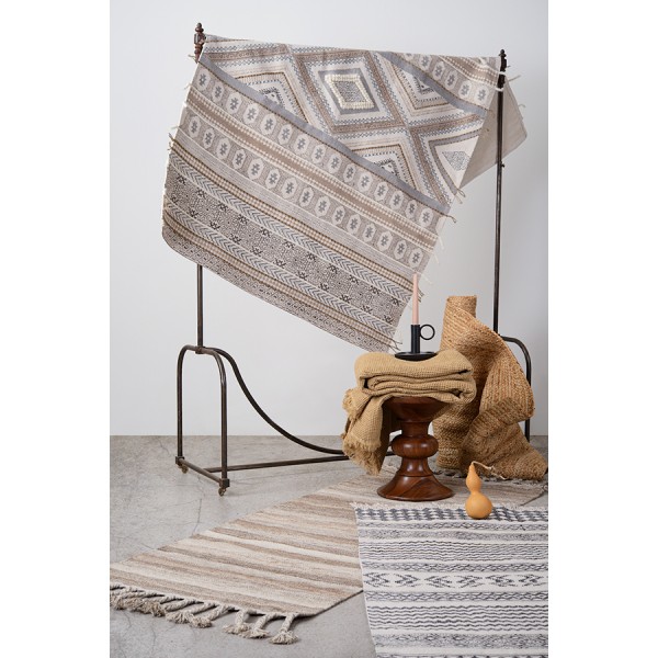 Ковер из хлопка с контрастным орнаментом и бахромой Ethnic, 120х180 см