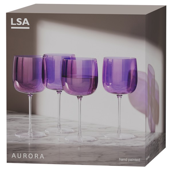 Набор бокалов для вина Aurora, 450 мл, фиолетовый, 4 шт.