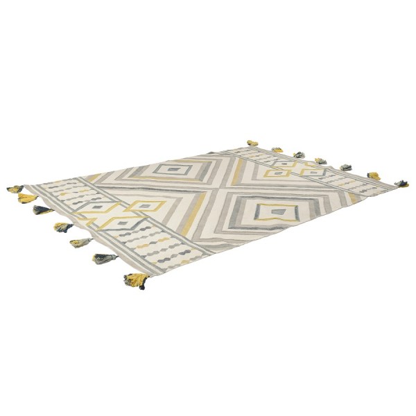 Ковер из хлопка с контрастным узором и кисточками Ethnic, 160х230 см