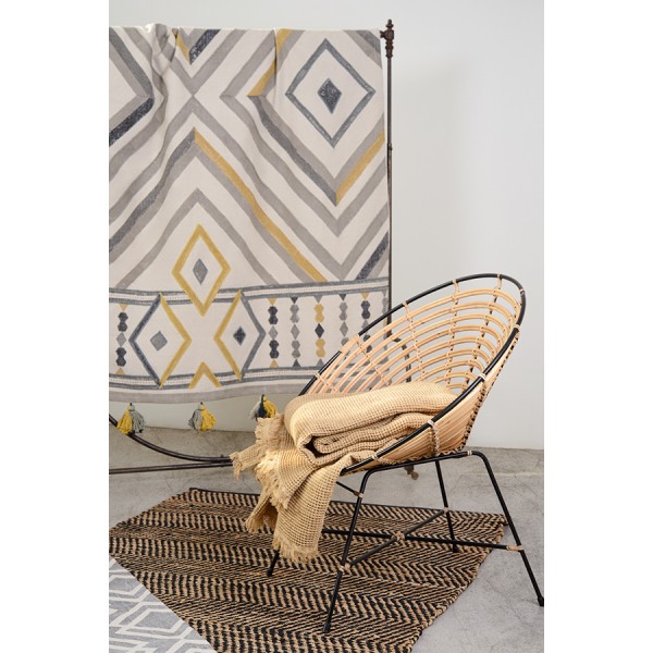 Ковер из хлопка с контрастным узором и кисточками Ethnic, 160х230 см