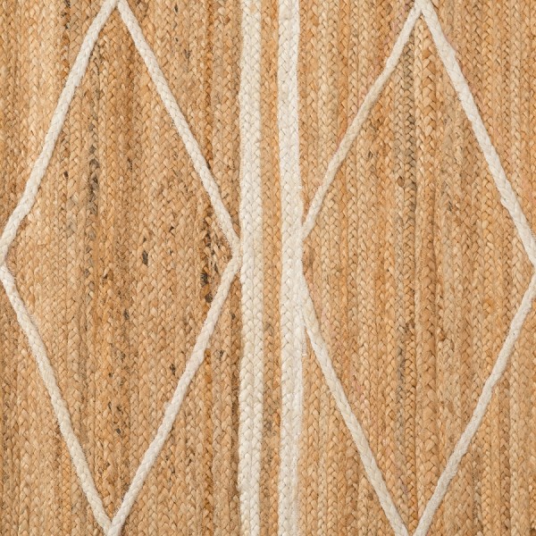 Ковер из джута бежевого цвета с геометрическим рисунком и с бахромой Ethnic, 200x300см