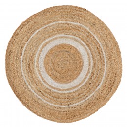 Ковер из джута круглый с вставками белого цвета из коллекции Ethnic, 90 см