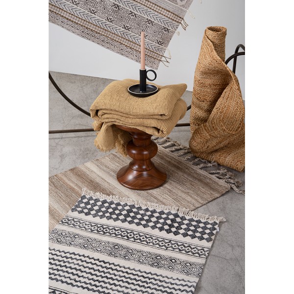 Ковер из хлопка с контрастным орнаментом и бахромой Ethnic, 120х180 см