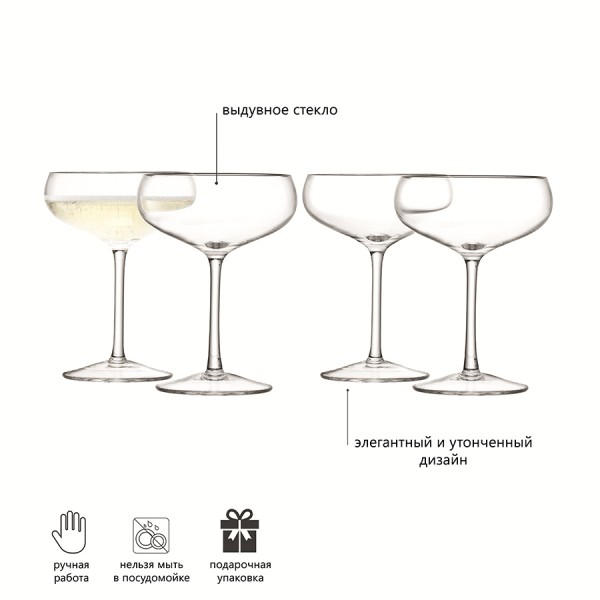 Набор из 4 бокалов для шампанского LSA International Wine 215 мл