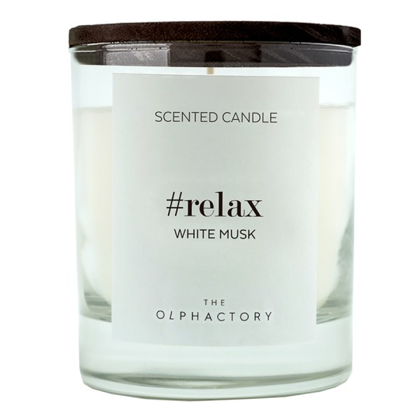 Свеча ароматическая The Olphactory RELAX Black Белый мускус 40 ч