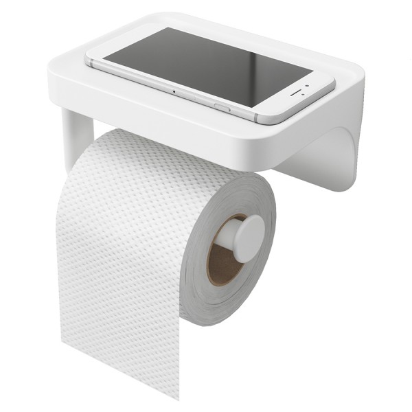 Держатель для туалетной бумаги с полочкой Flex белый