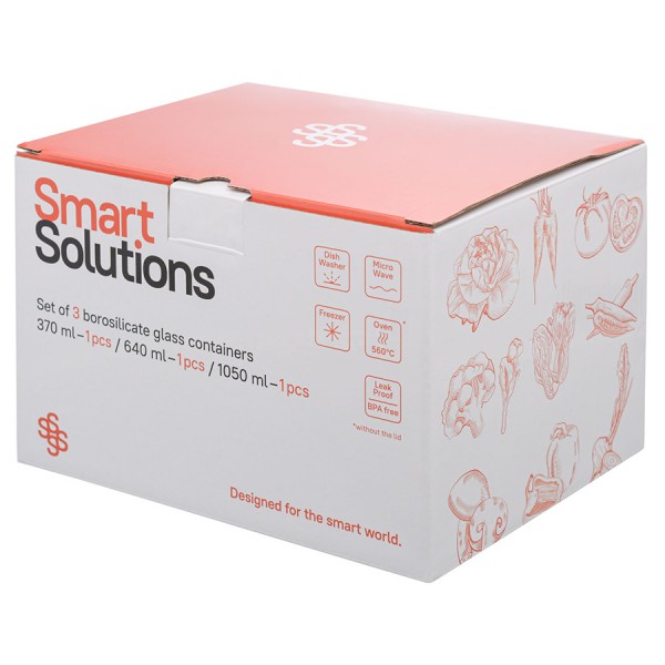 Набор контейнеров для запекания и хранения Smart Solutions, розовый, 3 шт.