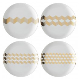Набор из 4 блюдец Signature Chevron 16 см золото