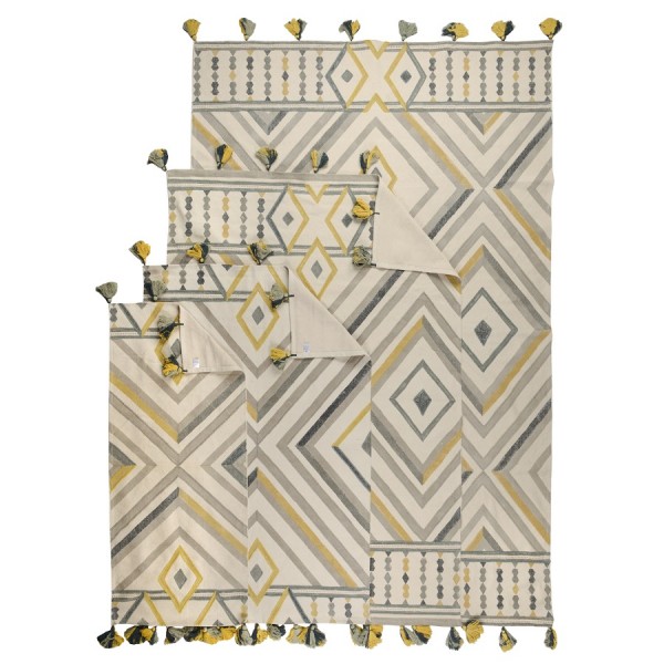 Ковер из хлопка с контрастным узором и кисточками Ethnic, 160х230 см